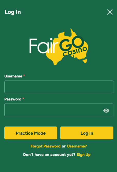 Fair Go Casino login page – how to log in to Fair Go Casino Australia